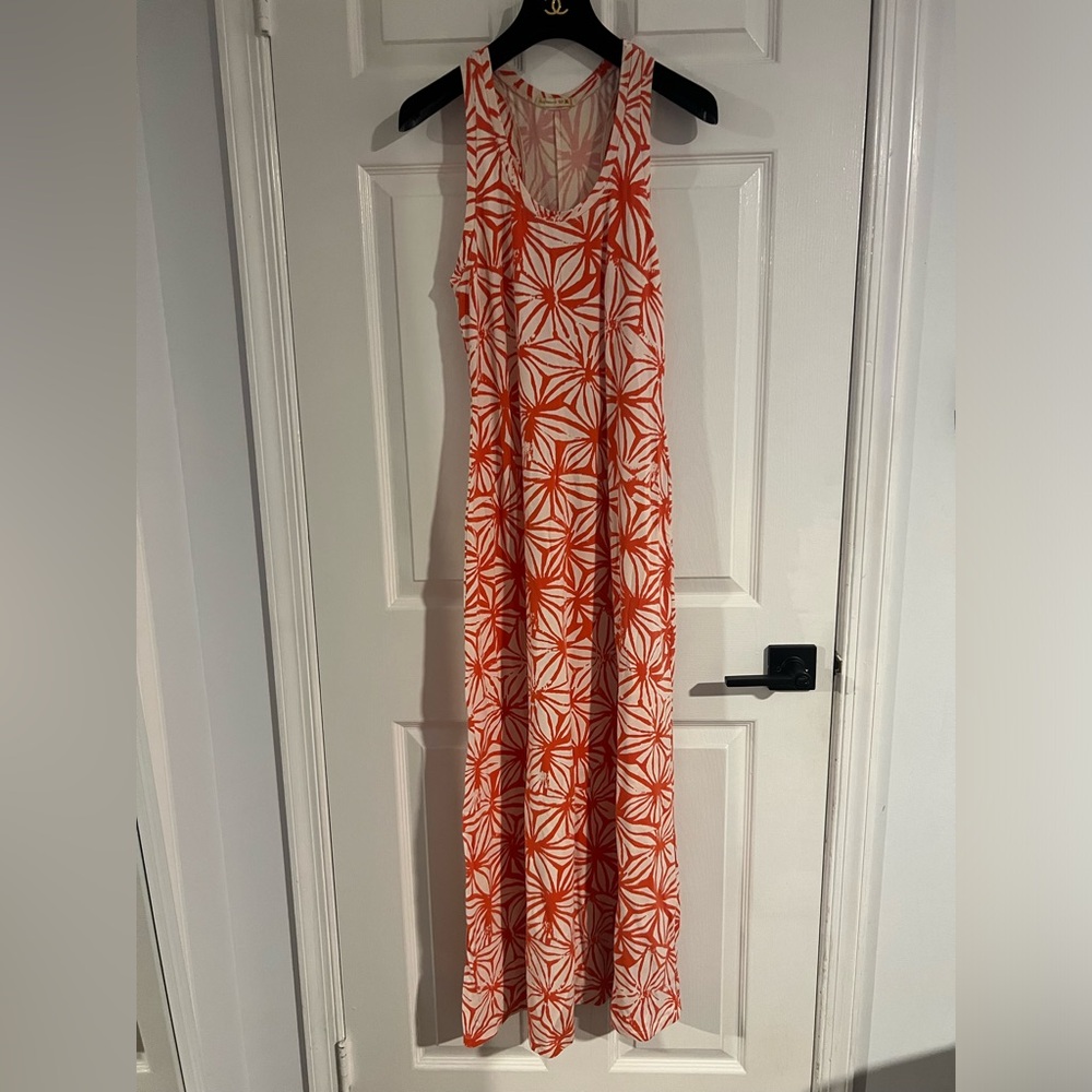 Alternative Apparel Orange Red Soft Sleeveless Lightweight Midi Tank Dress Sz M